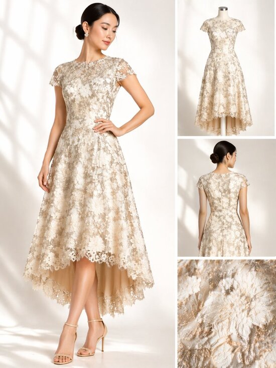 Tadashi Shoji Dresses & Skirts - Tadashi Shoji Isa Dress Lace Embroidered Tea Length Size 18